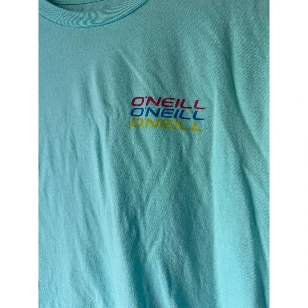 O'Neill Mens Turquoise Graphic T-Shirt XL Standard Fit Retro Surf Logo Blue